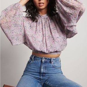 Mock Neck Chiffon Blouse 💜